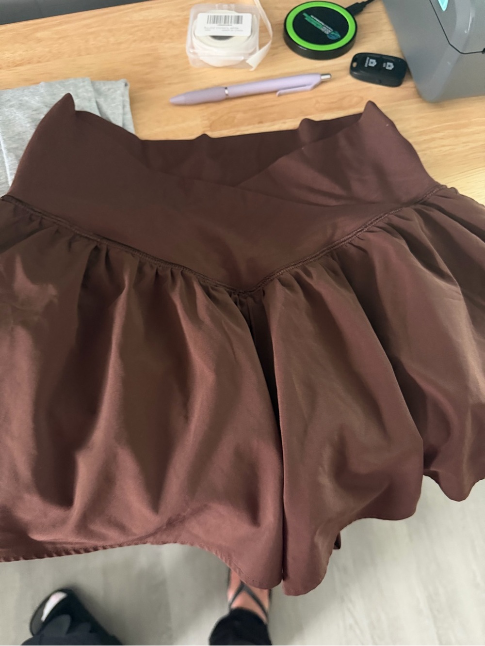 Women's Brown High-Waist Skirted Shorts aerie size medium
